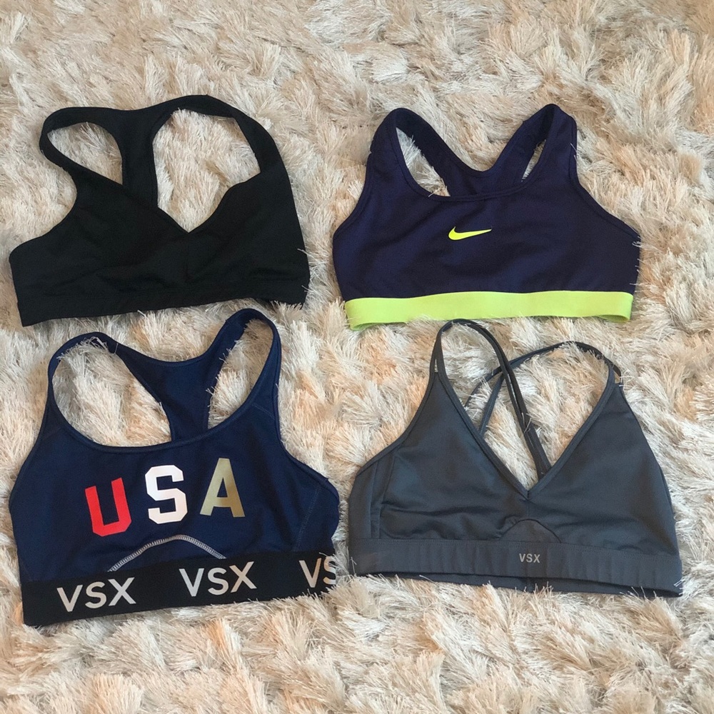 Small basic sports bra bundle; 1 Nike, 3 VS